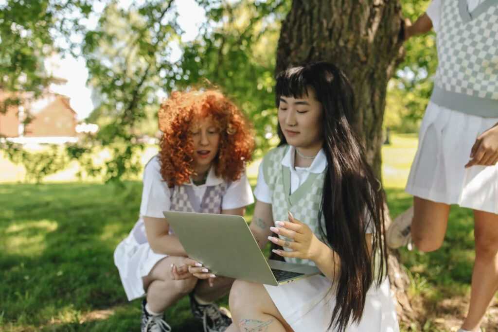 Teens studying